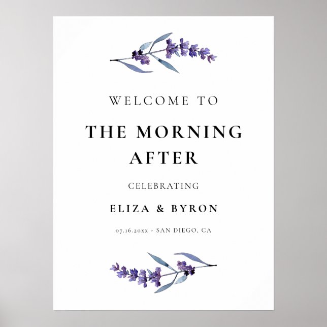 Poster Lavanda Elegante Da Manhã Após O Sinal De Boas-Vin (Frente)