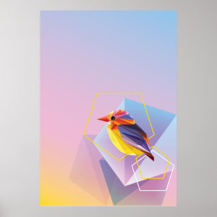 Poster Lavanda em aves canoras azuis