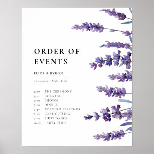 Poster Lavanda Floral Elegante Ordem dos Eventos
