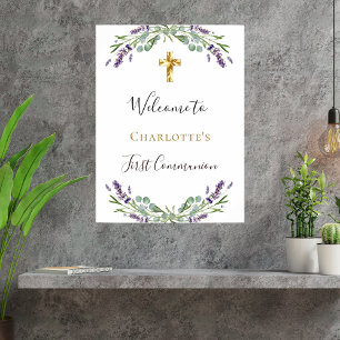 Poster Lavanda floral verde Primeira Comunidade bem-vinda