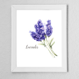 Poster Lavanda Flores Aquarela