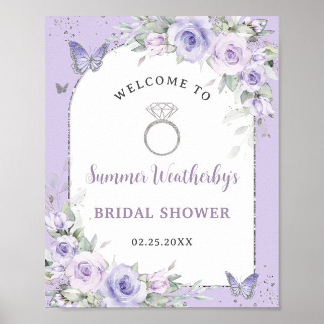 Poster Lavanda Lilás Roxo Floral Chamada de Casamento Bem (Frente)