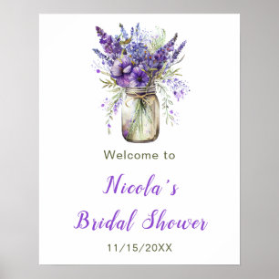 Poster Lavanda Mason Jar Chá de panela Bem-vindo