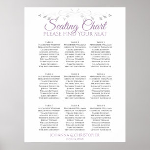Poster Lavanda no Gráfico de Casamento de Mesa White 9