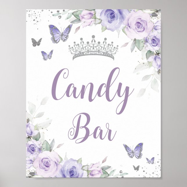 Poster Lavanda Quadrada Purpla Quinceañera Candy Bar (Frente)