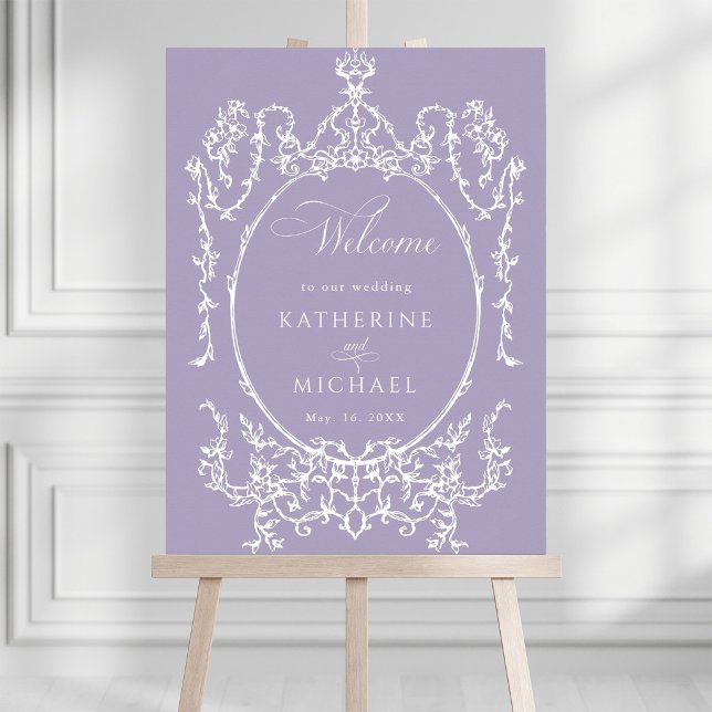 Poster Lavanda Romântico Quadro Francês Casamento Bem-vin (Criador carregado)