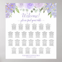 Lavanda Rosa 26 Gráfico de Sentados de Casamento d