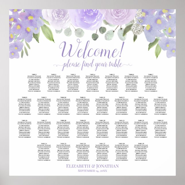 Poster Lavanda Rosa 29 Gráfico de Casamento de Boho de Me (Frente)