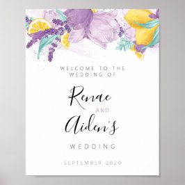 Poster Lavanda, roxo e sinal de boas-vindas ao casamento 