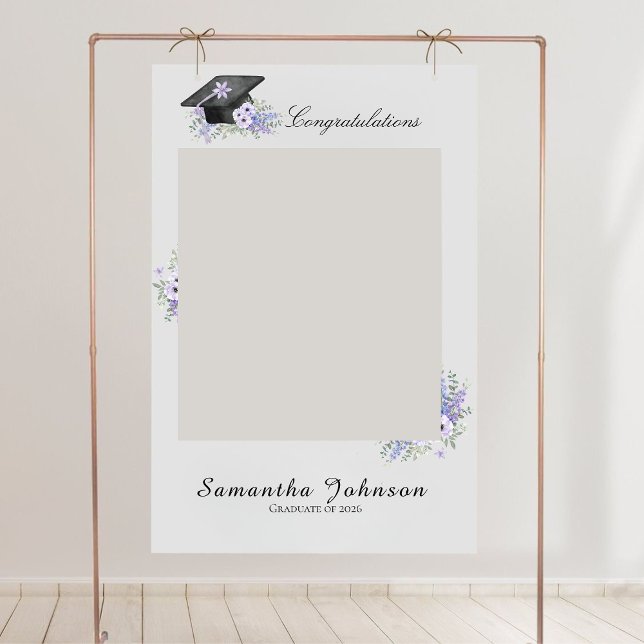 Poster  Lavander Purple Floral Graduation Photo Prop sign (Criador carregado)