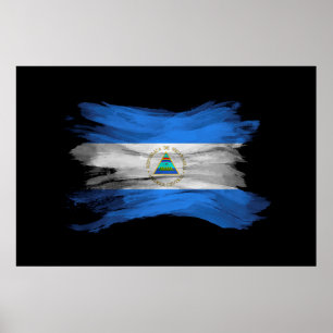 Poster Lave de pincel da Nicarágua, bandeira nacional