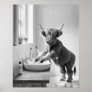 Poster Lave Suas Mãos Lavando Banheira Highland