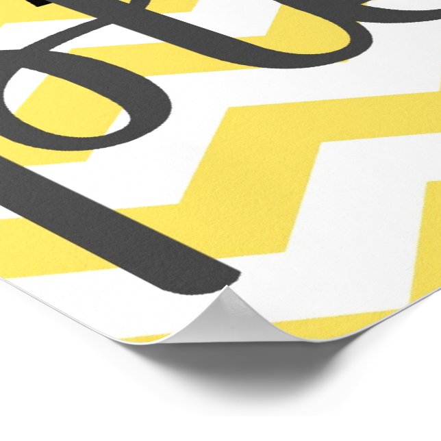 Pôster Lave Suas Mãos Por Favor - Chevron - Cinza Amarela (Borda)