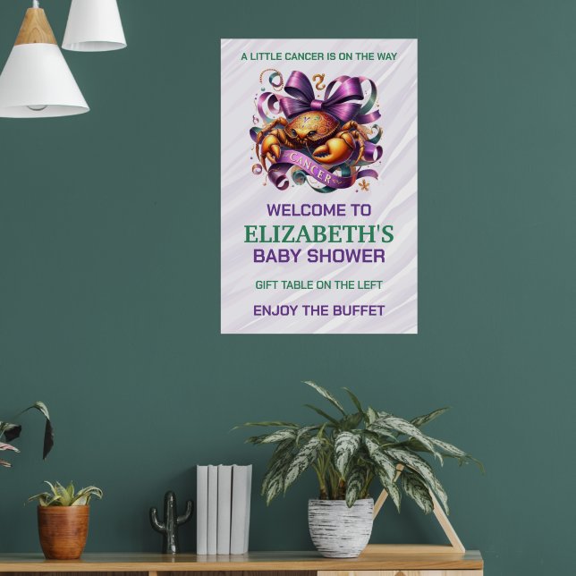 Poster Lavender and Green Cancer Zodiac Baby Shower (Sala de Estar 1)