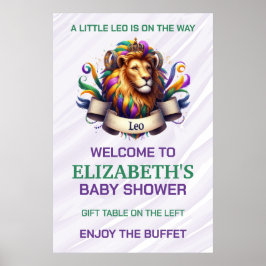 Poster Lavender and Green Leo Zodiac Baby Shower