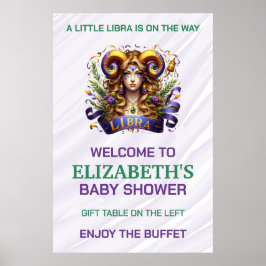 Poster Lavender and Green Libra Zodiac Baby Shower