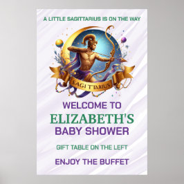 Poster Lavender and Green Sagittarius Zodiac Baby Shower