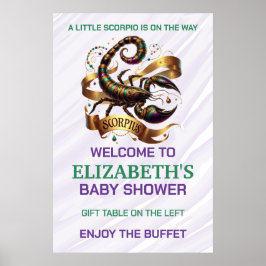 Poster Lavender and Green Scorpio Zodiac Baby Shower