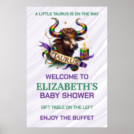 Poster Lavender and Green Taurus Zodiac Baby Shower