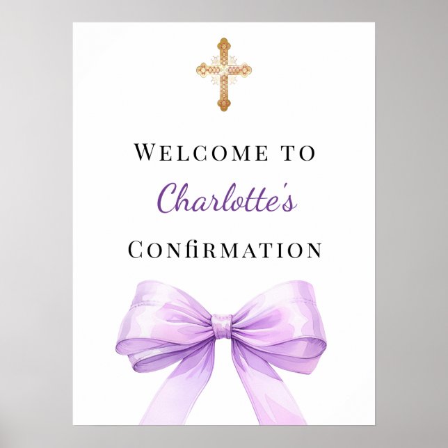 Poster Lavender bow Confirmation welcome (Frente)