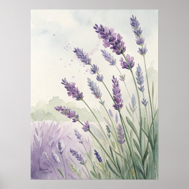 Poster Lavender Field Wall Art | Purple Lavender Flowers. (Frente)