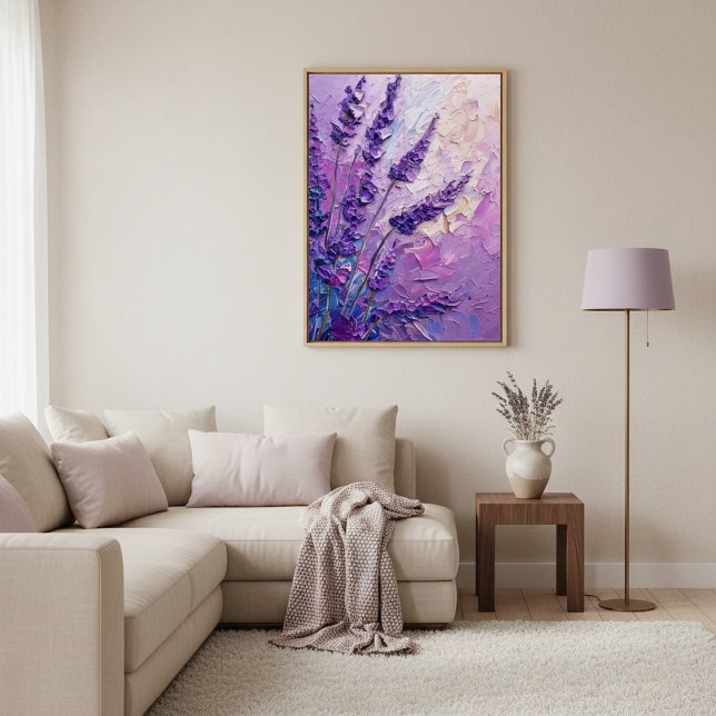 Poster Lavender Floral Abstract Oil Painting Wall Art (Criador carregado)