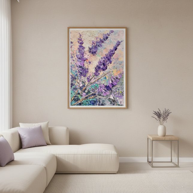 Poster Lavender Flowers Abstract Oil Painting Wall Art (Criador carregado)