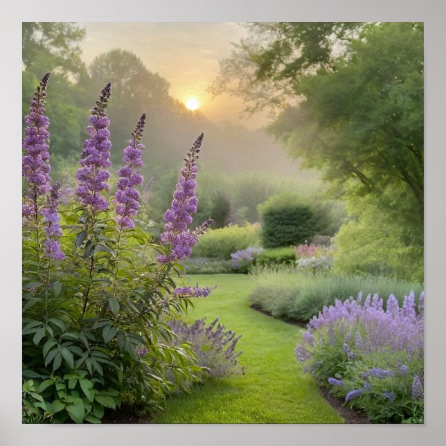 Poster Lavender Garden at Sunrise – Peaceful Floral Lands (Frente)
