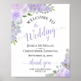 Poster Lavender Purple Floral Rustic Wedding Welcome Sign