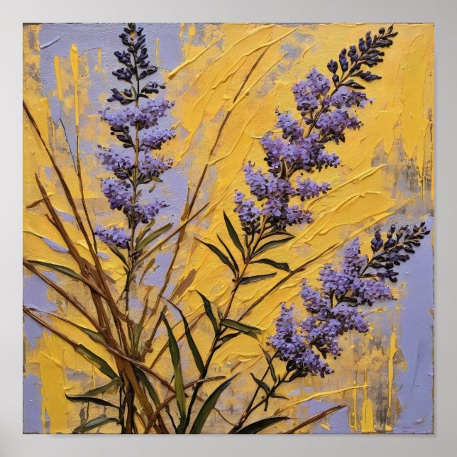 Poster Lavender Wildflowers on Golden Textured Background (Frente)