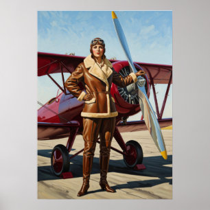 Poster L'AVIATRICE (Aviatrix) - Arte Deco Original