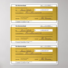 Poster Law of Attraction 3 Blank Printable Gold Checks