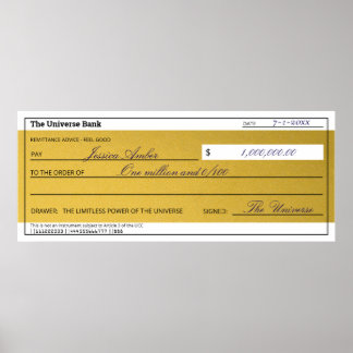 Poster Law of Attraction Elegant Gold Abundance Check