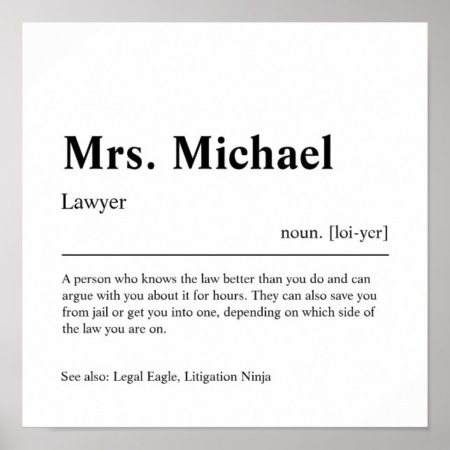 Poster Lawyer Personalized Gift (Frente)