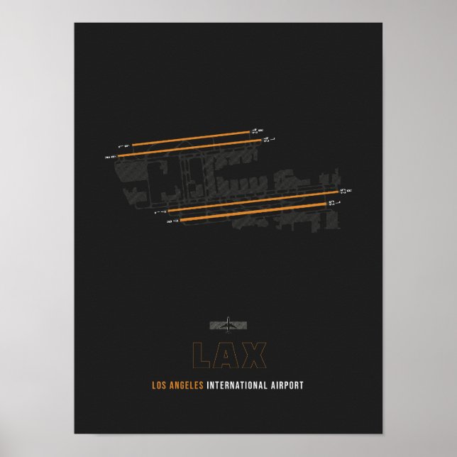 Poster LAX - Diagrama de Pistas do Aeroporto de Los Angel (Frente)