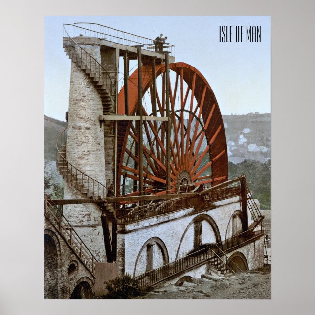 Poster Laxey Wheel na Ilha de Man (Frente)