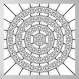 Poster Layered Arc Motif Circular Mandala Coloring Art