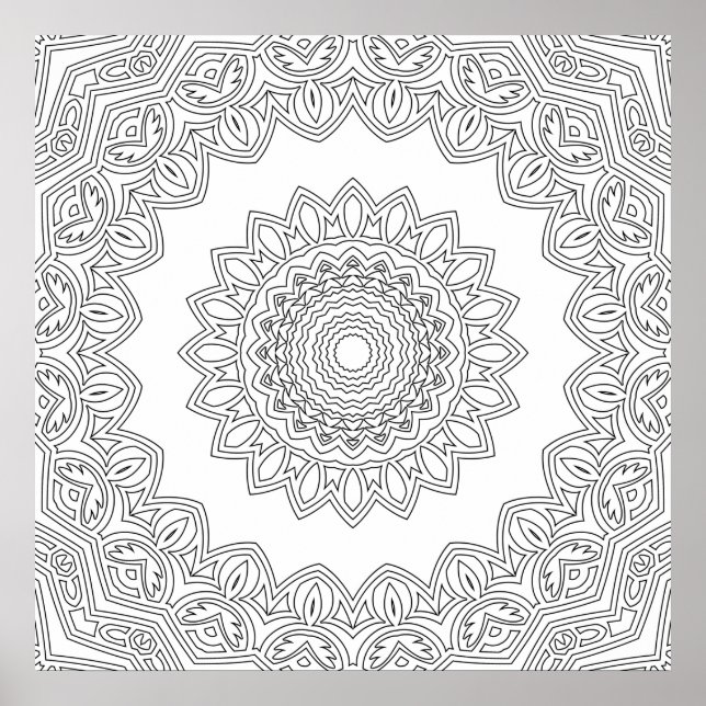 Poster Layered Floral Mandala Frame with Open Center (Frente)