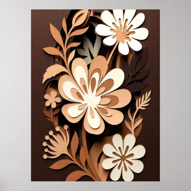Poster Layered Floral Paper-Cut Harmony (Frente)