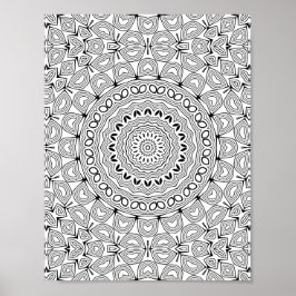 Poster Layered Heartburst Coloring Page Pattern Artwork