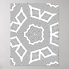 Poster Layered Starburst Coloring Page Ripple Pattern Art