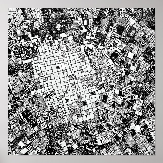 Poster Layered Urban Texture: Street Art Mosaic (Frente)