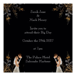 Pôster Layout de Casamento de Convite que você pode perso