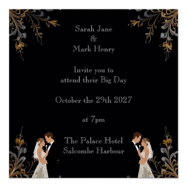 Pôster Layout de Casamento de Convite que você pode perso (Frente)