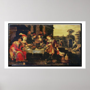 Pôster Lázaro na Mesa do Rich Man, 1618 (óleo na tv)