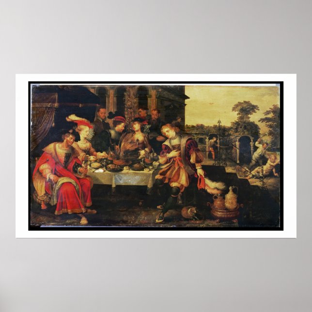 Pôster Lázaro na Mesa do Rich Man, 1618 (óleo na tv) (Frente)