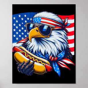 Poster Ld Águia Engraçado Hotdog Bandeira Americana 4 De