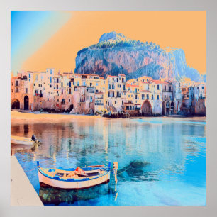 Poster ldp CEFALU - Sicília - praia - panorama