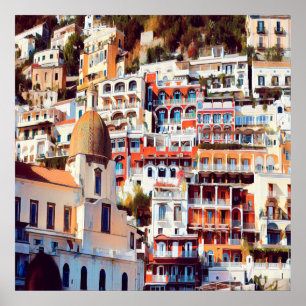 Poster ldp POSITANO - cidade - Papais noeis da igreja Mar