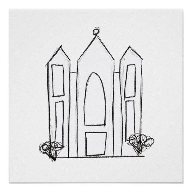 Pôster LDS Salt Lake City Temple simples mormon moderno (Frente)